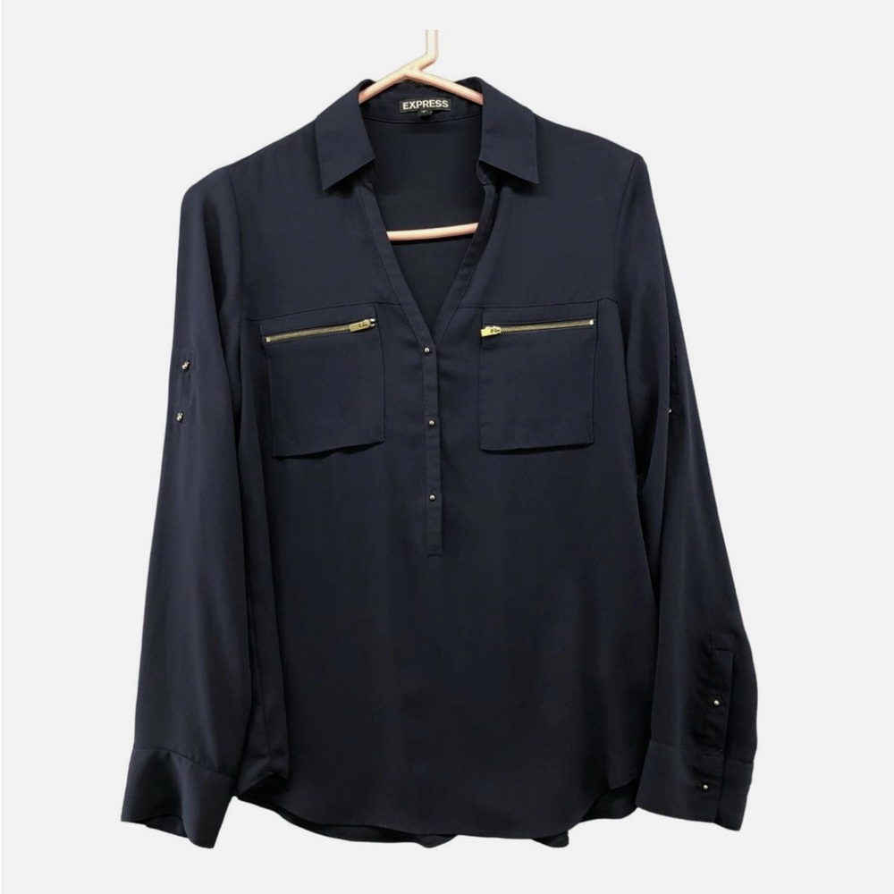Express Black Portifino shirt with gold accents in size small
